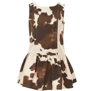 Little Girls Sleeveless Cow Print Drop Waist Mini Dress | GB
